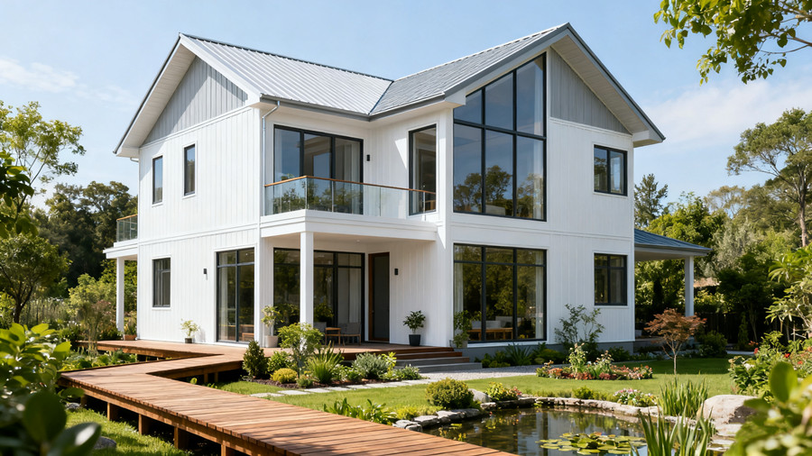 兩層180平方米現(xiàn)代簡(jiǎn)約風(fēng)的輕鋼別墅(圖1)